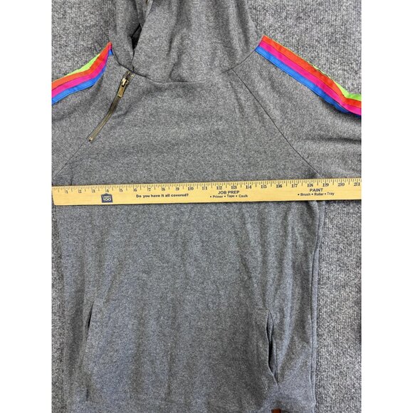 Ampersand Avenue Hoodie Womens Medium Gray Rainbow Stripe Pullover Lightweight - Picture 4 of 6